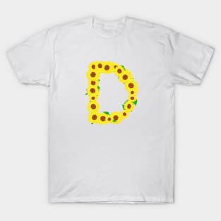 Sunflowers Initial Letter D (White Background) T-Shirt